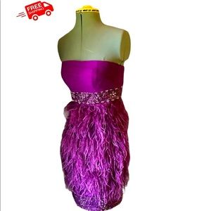Never Worn Sue Wong Women Purple Ostrich Feather Dree
